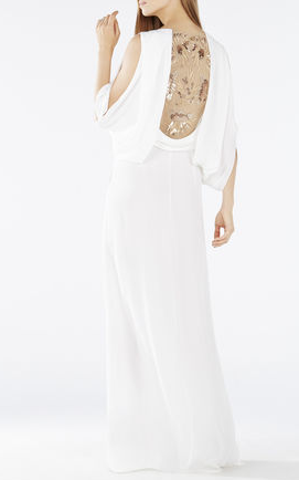 Rayah sequin-embroidered gown draped-back